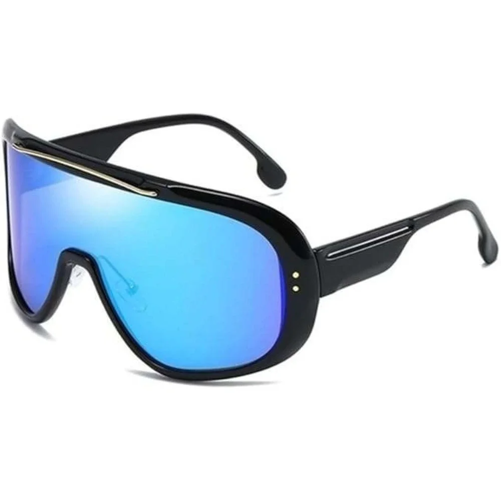 Men Sunglasses Oversized XL Fashion‎ Blue Mirror Lens Luxury Street Wear Lentes